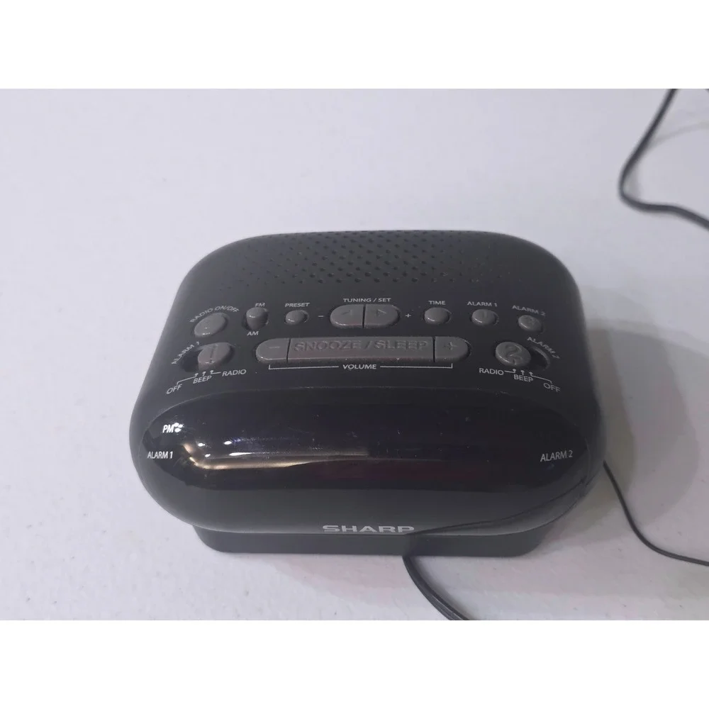 Sharp SPC695 AM FM Dual Alarm Clock Radio Digital Display Black Bedside Tabletop